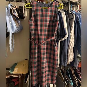 J. Crew Sleeveless Plaid Midi Dress 66% Wool